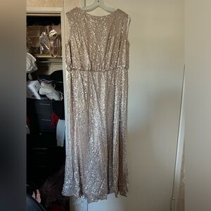 David’s Bridal Champagne sequin Dress 2XL